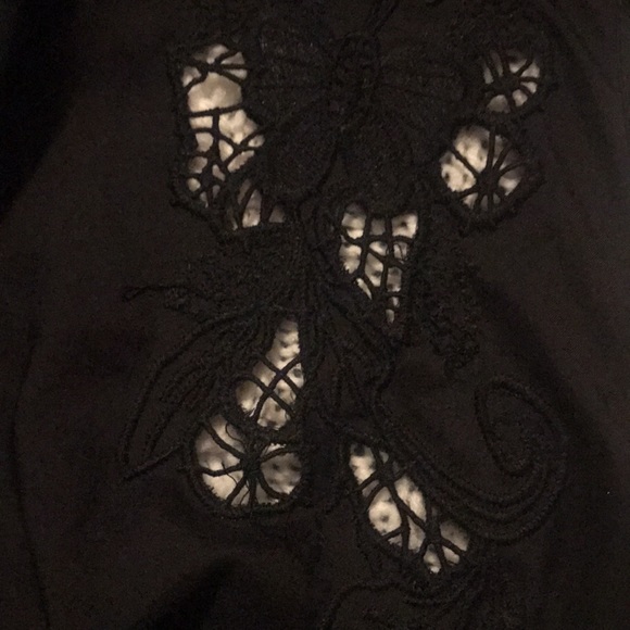 Silky Black Flower-Stitched Romper Dress - Picture 7 of 7